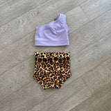 Summer Sky, Lavender Purple Leopard Bow Set, Child 7/8