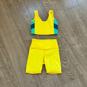 Tiger Friday, Chevy Crop Top and Biker Shorts in Lemon Drop Yellow, CM Child 6/8 - Final Sale