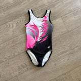 GK Elite, Flaming Leotard in White Pink Black, CL Child 8/10 - Final Sale
