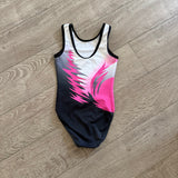 GK Elite, Flaming Leotard in White Pink Black, CL Child 8/10 - Final Sale
