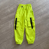 Pocket Cargo Hip Hop Jogger Pants in Neon Yellow Green, Child 8 - Final Sale