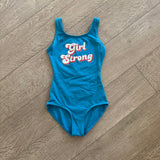 Girl Strong Retro Bright Blue Leotard, Child 7 - Final Sale