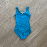 Girl Strong Retro Bright Blue Leotard, Child 7 - Final Sale