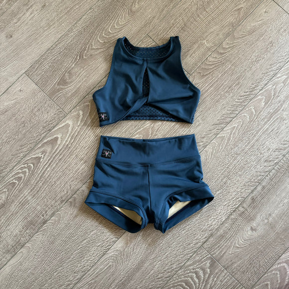 Kandi Kouture, Crop Top and Shorts Set in Denim Blue, CM Child 5/6