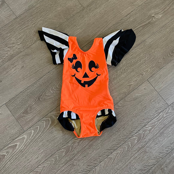 Gemma Belle, Halloween Smiling Pumpkin Orange Leotard, Child 6