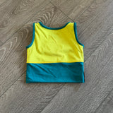 Tiger Friday, Quattro Crop Top in Juicy Fruit Yellow and Teal, CL Child 8/10