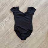 Danskin, Basic Short Sleeves Black Leotard, Child 7/8 - Final Sale