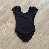 Danskin, Basic Short Sleeves Black Leotard, Child 7/8 - Final Sale