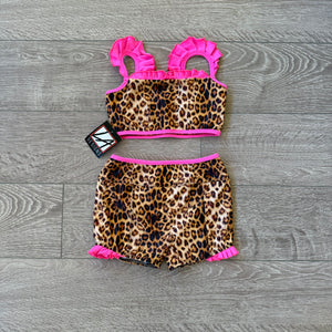 LA Dance Designs, Itsy Ruffle Set in Cheetah Pink, CXL Child 8/10