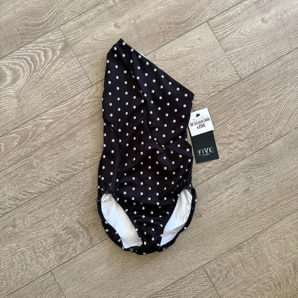 Five Dancewear, East Coast Leo in Black 5 Polka Dot, YL Child 7/8