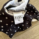 Five Dancewear, East Coast Leo in Black 5 Polka Dot, YL Child 7/8