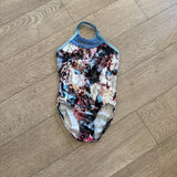 GK Elite, Simone Biles Blue Mesh Open Back Tie Dye Leotard, CL Child 8/10 - Final Sale