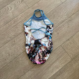 GK Elite, Simone Biles Blue Mesh Open Back Tie Dye Leotard, CL Child 8/10 - Final Sale