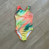 GK Elite, Simone Biles Bright Yellow Green Orange Leotard, CL Child 8/10 - Final Sale