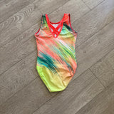 GK Elite, Simone Biles Bright Yellow Green Orange Leotard, CL Child 8/10 - Final Sale