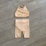 Evie's Studio, Leopard Pattern Mesh Shorts in Peach, Child 5/6 - Final Sale