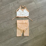 Evie's Studio, Leopard Pattern Mesh Shorts in Peach, Child 5/6 - Final Sale