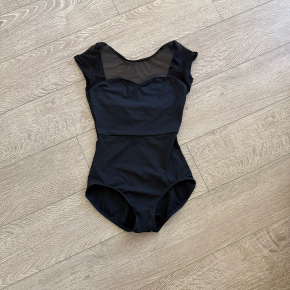 Capezio, Low Back Mesh Detail Leotard in Black, AS - Final Sale
