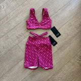 Five Dancewear, Ditzy Floral Bralette and V Shorts Set in Purple, YXL Child 10