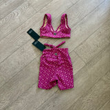 Five Dancewear, Ditzy Floral Bralette and V Shorts Set in Purple, YXL Child 10