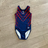 GK Elite, Red Navy Leotard with Gems, CL Child 8/10 - Final Sale