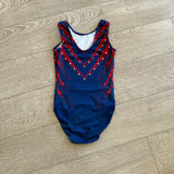 GK Elite, Red Navy Leotard with Gems, CL Child 8/10 - Final Sale
