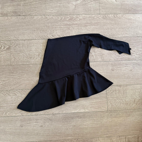 Soel Dancewear, Side Tie High Low Tango Ballroom Skirt in Black, CM Child 7/8 - Final Sale