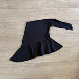 Soel Dancewear, Side Tie High Low Tango Ballroom Skirt in Black, CM Child 7/8 - Final Sale