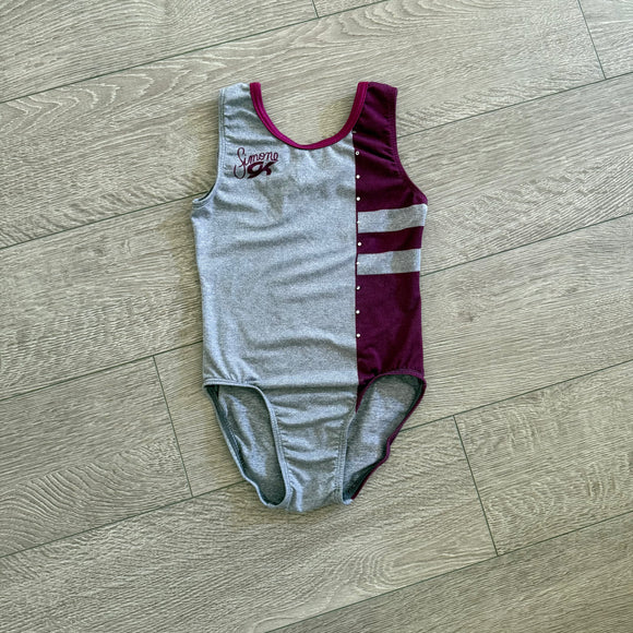 GK Elite, Simone Biles Jersey Leotard in Red and Grey, CM Child 7/8 - Final Sale