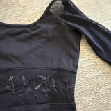 Mirella, Mesh Detail Mesh Sleeves Leotard in Black, Child 6/7 - Final Sale
