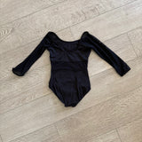 Mirella, Mesh Detail Mesh Sleeves Leotard in Black, Child 6/7 - Final Sale