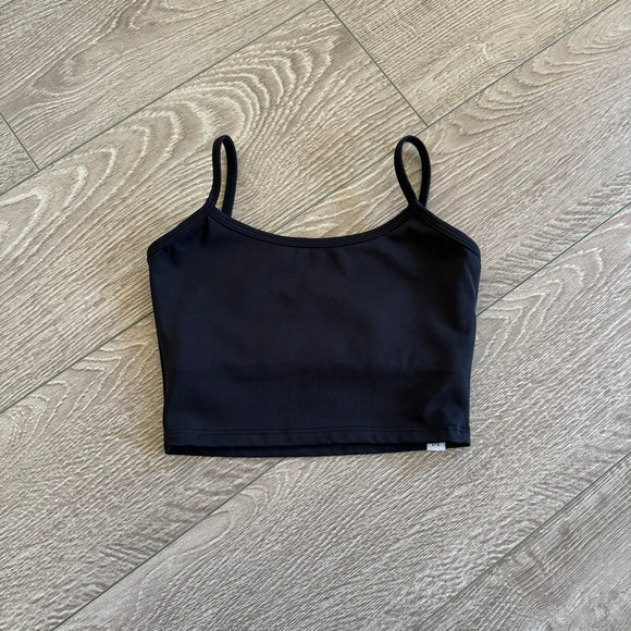 Five Dancewear, Solid Black Crop Top, YM Child 5/6