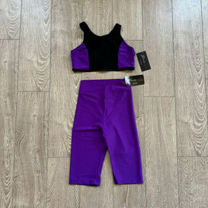 Theatricals, Twist Back Bra and Biker Shorts in Purple, AS Women's 2/4