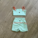 Icon Bra and Shorts Set in Sky Blue and Orange