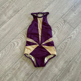 Ilogear Dance Costume, Low Back Mesh Detail Leotard in Plum Purple, CM