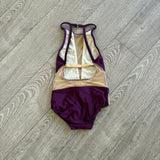 Ilogear, Low Back Mesh Detail Leotard in Plum Purple, CM