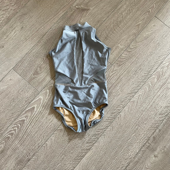 Ilogear, Open Back Mesh Section Grey Silver Leotard, CM