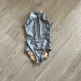 Ilogear, Open Back Mesh Section Grey Silver Leotard, CM