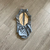 Ilogear dancewear, Open Back Mesh Section Grey Silver Leotard, CM