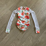 Iris & Ivy Dancewear, Mesh Long Sleeves Open Back Floral Leotard, YM