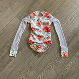 Iris & Ivy Dancewear, Mesh Long Sleeves Open Back Floral Leotard, YS