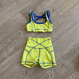 Jo+Jax Dancewear, Contour Top and Shorts Set in Soft Lime Yellow,