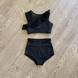 Jo Jax Girl's Dance Active Set, Crop Top and Brief Set in Black, YM