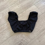 Jo Jax, Ruffle Shoulder Crop Top in Black