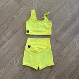 Kandi Kouture Dance Set, Crop Top and Shorts Set in Neon Yellow Girls Activewear, CL