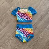 Kandi Kouture Dancewear, Rainbow Hearts and Bright Blue Set, CL