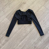 Kandi Kouture, Open Back Long Sleeve Crop Top in Black, CL 