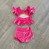 Kandi Kouture, Velvet Ruffle Set in Bright Pink, CL 