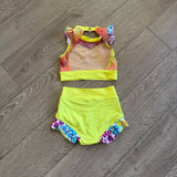 Kandi Kouture, Vintage Ruffle Set in Floral Mesh Neon Yellow, CM