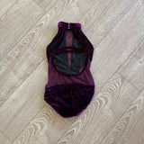 LA Dance Designs, Mesh Detail Velvet Leotard in Plum Purple, CM